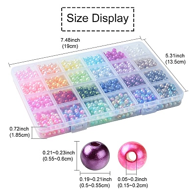 24Colors ABS Plastic Imitation Pearl Beads OACR-YW0001-74-1