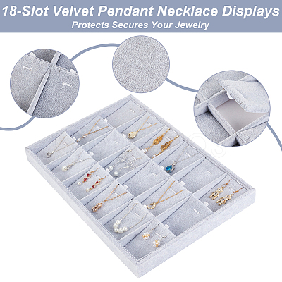 PandaHall Elite 1Pc 18-Slot Velvet Pendant Necklace Displays PDIS-PH0001-05-1