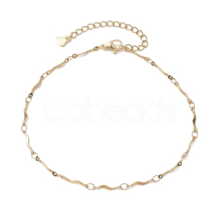 304 Stainless Steel Wave Bar Link Chains Anklets for Women AJEW-AN00626-1