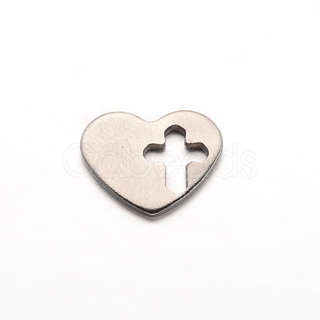 Heart with Cross 304 Stainless Steel Charms STAS-M211-08-1