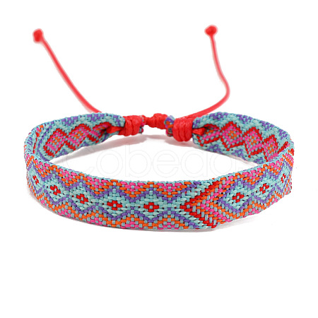 Cotton Braided Rhombus Cord Bracelet PW-WG48792-01-1