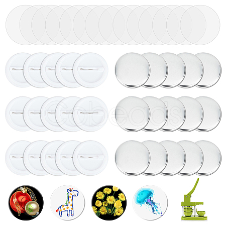 DIY Sublimation Blank Flat Round Brooch Pin Making Kit DIY-WH0430-387A-1