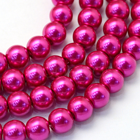 Baking Painted Pearlized Glass Pearl Round Bead Strands X-HY-Q330-8mm-17-1