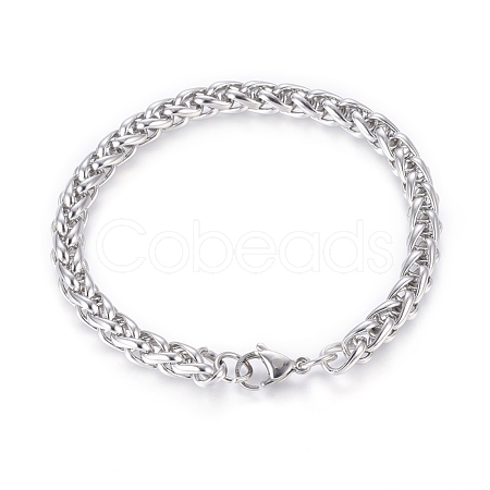 304 Stainless Steel Rope Chain Bracelets BJEW-G622-01P-1