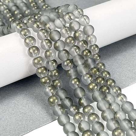 Frosted Transparent Glass Bead Strands GLAA-P065-6mm-12-1