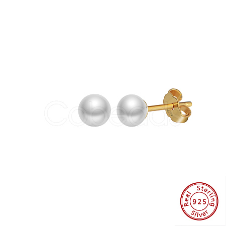 Round Natural Pearl Stud Earrings EJEW-G411-04B-G-1