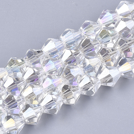 Electroplate Glass Beads Strands EGLA-Q118-6mm-B17-1