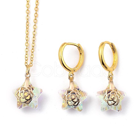 Electroplate Star Glass Jewelry Sets SJEW-JS01120-01-1