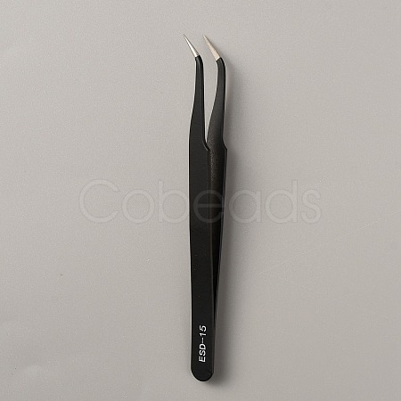 201 Stainless Steel Curved Pointed Tweezers TOOL-WH0052-04-1