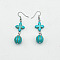 Turquoise Dangle Earrings for Women, Round