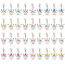 Heart Angel Acrylic Pendant Decoration, with 304 Stainless Steel Clasps, Mixed Color, 36mm, 9 colors, 4pcs/color, 36pcs/set