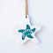 Ocean Theme Wooden Pendant Decorations, Nautical Wall Decoration, Starfish Pattern, 103x103mm