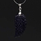 Synthetic Blue Goldstone Pendants, with Platinum Tone Brass Findings, Wing, 35x17mm