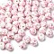 Handmade Printed Porcelain Beads, Round, Pearl Pink, 10mm, Hole: 3mm