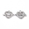 Alloy Crystal Rhinestone Pendants, Heart & Arrow Charms, Platinum, 14.5x18.5x2.8mm, Hole: 1.8mm