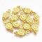 Tibetan Style Alloy Charms, Cadmium Free & Lead Free, Flat Round, Golden, 16x7x1.5mm, Hole: 1.5mm.