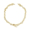 Brass Cable Chain M Charm Bracelet Making, for Half Drilled Beads, Real 18K Gold Plated, 7-1/8~7-1/8 inch(18~18.2cm), Pin: 1mm