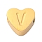 Ion Plating(IP) Tarnish Resistant 304 Stainless Steel Beads, Heart with Letter, Golden, Letter V, 7x8x3mm, Hole: 2mm