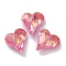 Glass Rhinestone Cabochons, Point Back & Back Plated, Faceted, Heart, Fuchsia, 13x12x5mm