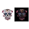 Halloween Theme Removable Temporary Water Proof Tattoos Paper Stickers, Sugar Skull, Cerise, 17x16cm