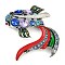 Zinc Alloy Colorful Rhinestone Brooch, Enamel Pins for Clothes, Antique Silver, Fish, 65x69mm