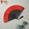 Bamboo Folding Fan with Tassel, for Party Wedding Dancing Decoration, Red, 230x400mm