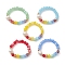 Natural Cultured Freshwater Pearl and Imitation Jade Glass Stretch Finger Rings, Colorful, US Size 9 3/4(19.5mm)