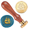 Wax Seal Stamp Set, Golden Plated Sealing Wax Stamp Solid Brass Head, with Retro Wood Handle, for Envelopes Invitations, Gift Card, Sailboat, 83x22mm, Head: 7.5mm, Stamps: 25x14.5mm