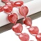 Cherry Quartz Glass Beads Strands, Heart, with Seed Beads, 19~19.5x20x10mm, Hole: 1.5mm, about 17pcs/strand, 15.75 inch(40cm)