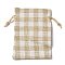 Cloth Imitation Burlap Drawstring Bags, Tartan Gift Storage Pouches, Rectangle, BurlyWood, 14x10x0.8cm