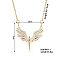 Sweet Wing Angel Brass Crystal Rhinestone Pendant Necklaces for Women, Golden, 15.75 inch(40cm)