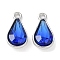 Glass Pendants, with Platinum Tone Alloy Findings, Faceted, Teardrop, Dark Blue, 18x10x5.5mm, Hole: 1.8mm