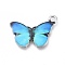 Alloy Enamel Pendants, Cadmium Free & Lead Free, Butterfly, Platinum, Turquoise, 20x12.5x2.2mm, Hole: 1.6mm