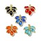 Glass Seed Beaded Woven Pendants, Leaf, Mixed Color, 35.5x35.5x7.5mm, Hole: 1.5mm