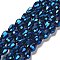 Electroplate Glass Beads Strands, Faceted, teardrop, Blue Plated, 12x8mm, Hole: 1mm, about 60pcs/strand, 27.1 inch