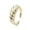 Rack Plating Brass Open Cuff Rings, Croissant, Real 18K Gold Plated, Inner Diameter: 18mm