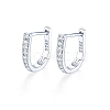 Anti-Tarnish Rhodium Plated 925 Sterling Silver Micro Pave Cubic Zirconia Hoop Earrings XC0955-2-1