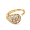 Teardrop Brass Micro Pave Clear Cubic Zirconia Open Cuff Rings for Women RJEW-A046-07G-2