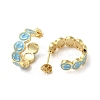 Smiling Face Real 18K Gold Plated Brass Stud Earrings EJEW-L268-016G-01-2