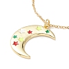Enamel Crescent Moon with Star Pendant Necklace NJEW-O125-53G-1