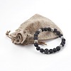 Natural Lava Rock and Natural Black Agate(Dyed) Beads Stretch Bracelets BJEW-JB04005-03-4