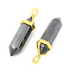 Natural Black Stone Bullet Double Terminated Pointed Pendants G-G902-B27-2