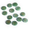 13Pcs 13 Styles Flat Round Natural Green Aventurine Rune Stones PW-WG15937-03-1