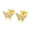 Golden Brass Micro Pave Cubic Zirconia Stud Earrings EJEW-D103-01A-G-1