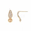 Brass Micro Pave Clear Cubic Zirconia Stud Earring Findings KK-S364-127-3