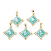 Rack Plating Brass Micro Pave Clear Cubic Zirconia Pendants KK-C041-06G-G-1