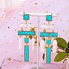 Synthetic Turquoise Rectangle Chandelier Earrings JE1132A-5