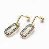 Brass Micro Pave Cubic Zirconia Dangle Stud Earrings EJEW-S208-137A-NF-2