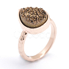 Electroplate Natural Druzy Quartz Crystal Finger Rings RJEW-I055-05RG-RS-4