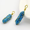 Bullet Synthetic Turquoise Double Terminated Pointed Pendants G-M225-12G-1